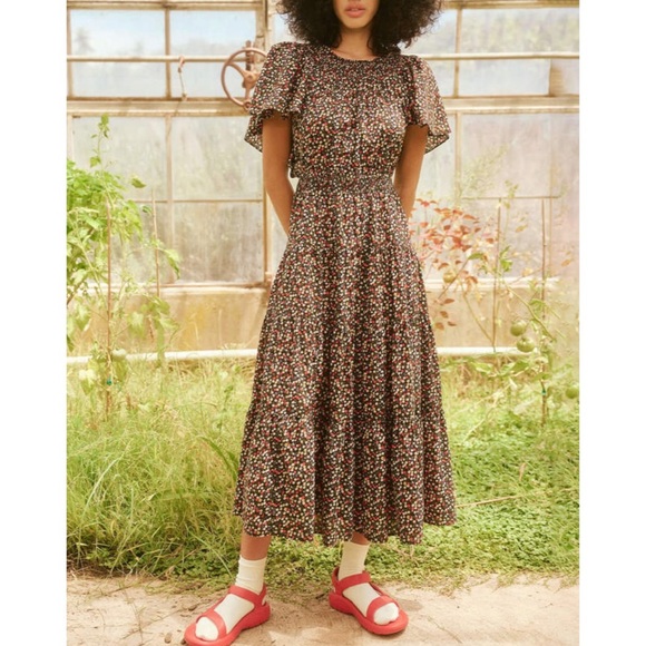 MIDNIGHT WILDFLOWER MIDI DRESS